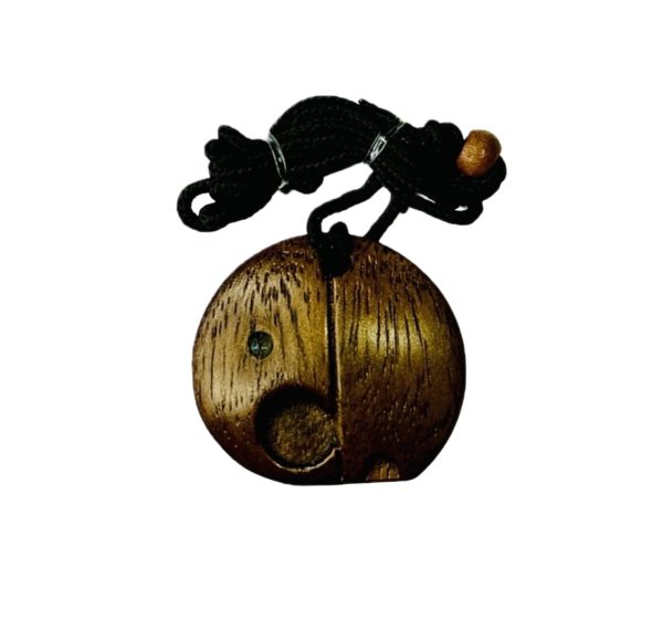Wooden Elephant Pendant Necklace Dark