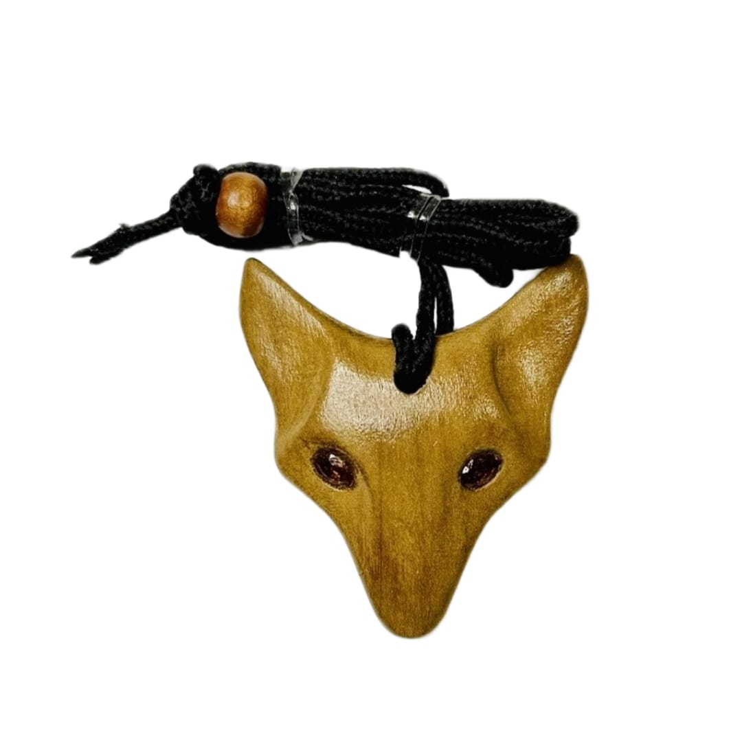 Wooden Fox Head Pendant Necklace Light